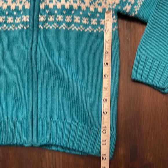 H&M Kids Fair Isle Sweater Zip Cardigan Blue Wool Blend 4-6Y NWT - Picture 8 of 9